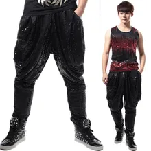 Повседневное прилив Штаны мужские шаровары с крестами свободные блестки Штаны брюки костюм star бар DS dj певица танцор производительность ночной клуб