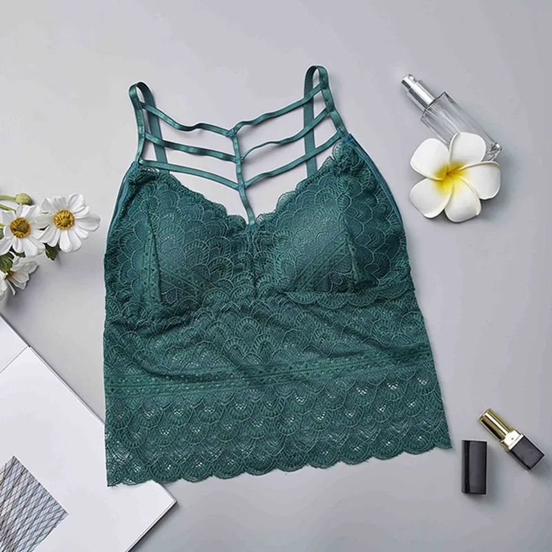 

Sexy V-Neck Tank Tops Women Lace Floral Hollow Camisole Ladies Crop Top