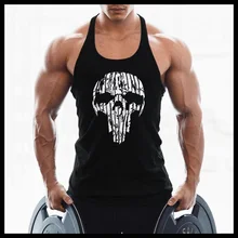 OA, мужские майки с принтом черепа, облегающие спортивные майки для тренировок, бодибилдинг, Y Back, спортивный жилет без рукавов, Стрингер, майки, рубашка