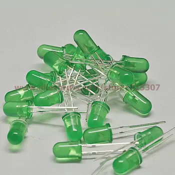 

PHISCALE 50pcs 5mm jade green (yellow green) led round with domed top green lens 2pins though hole
