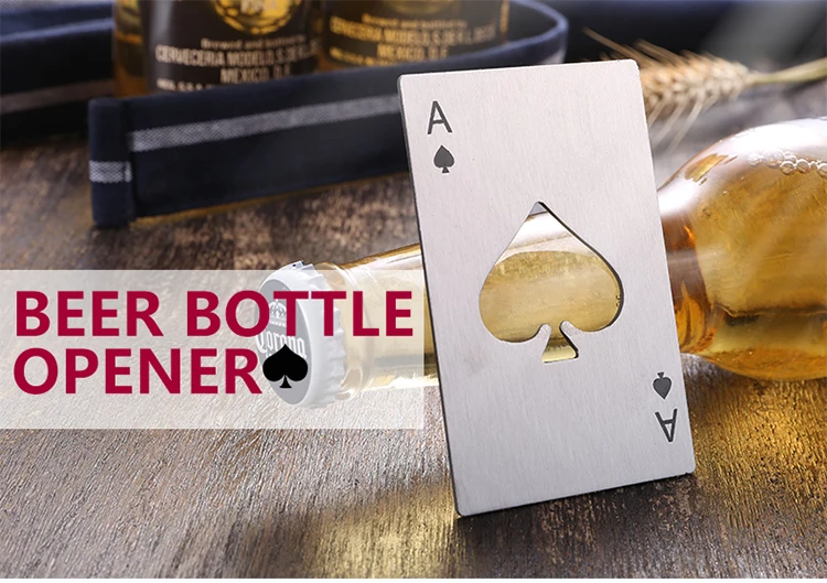 Stainless Steel Bottle Opener Eco-friendly Poker Card Beer Openers (1)