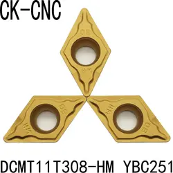 10 шт. DCMT11T304 DCMT3 (2,5) 1-HM YBC251 DCMT11T308 DCMT3 (2,5) 2-HM YBC251 твердосплавный режущий инструмент поворота вставляет лезвия Сделано в Китае