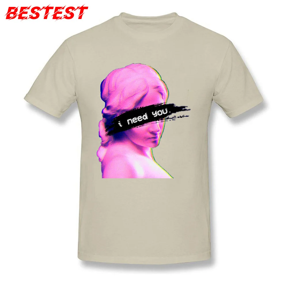 Tops Shirt Tee-Shirts I Need You0818YY NEW YEAR DAY Short Sleeve Pure Cotton Round Neck Student Top T-shirts Customized Designer I Need You0818YY beige