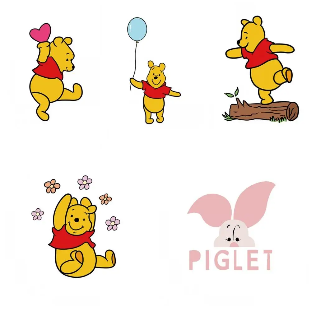 

Cartoon Winnie the bear Thermal Iron On Applique Heat Vinyl Transfer For Clothes Backpack Stickers Washable DIY patches badges