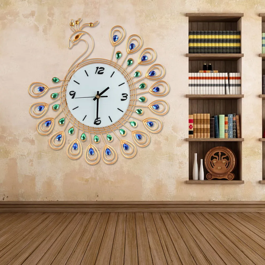 Elegant Luxury Diamond Large Wall Clocks Metal Living Room Wall Clock Home Decor Home Decor Clocks