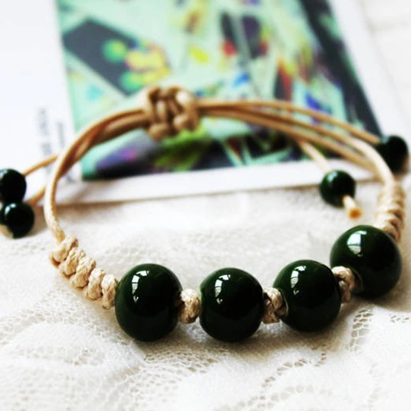 

Ceramics Black beads Girls Bracelet Good Lucky Original vintage Bracelet cute Lover Bracelet Lovers Lucky Jewelry Women Gift