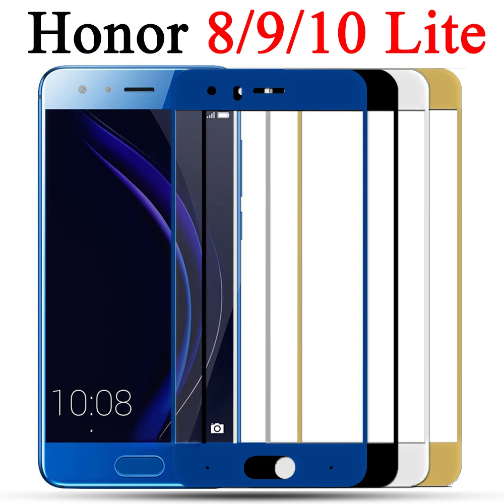 Полное покрытие защитное стекло на Honor 8 9 10 Lite для huawei Honor8 Honor9 Защитная пленка