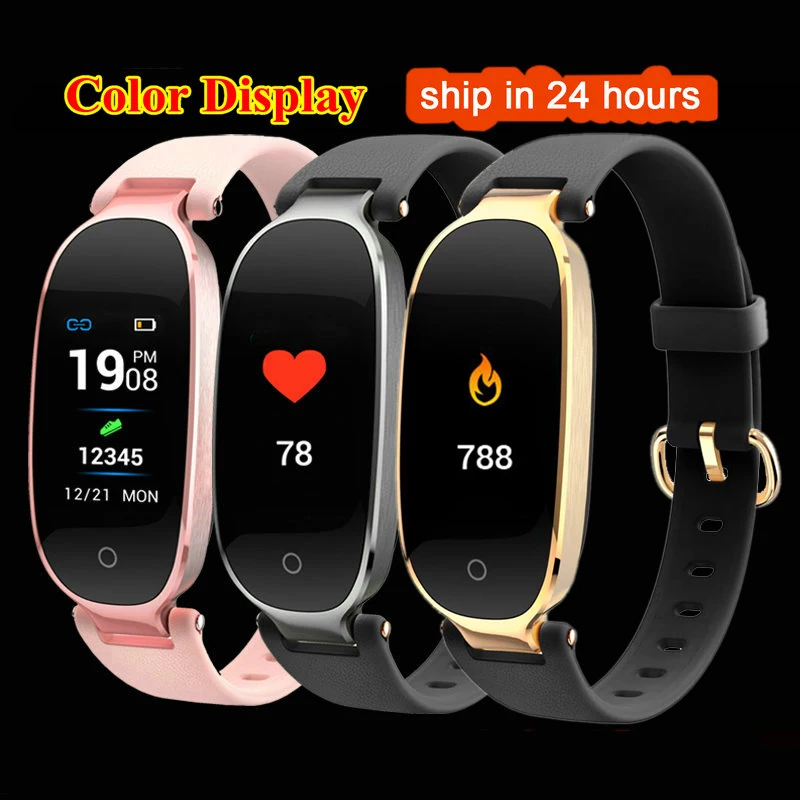 Baratos 2019 S3 plus hombre mujer relojes pulsera Color de la banda de pulsera de Fitness hembra impermeable los deportes de ritmo cardíaco rastreador de relojes