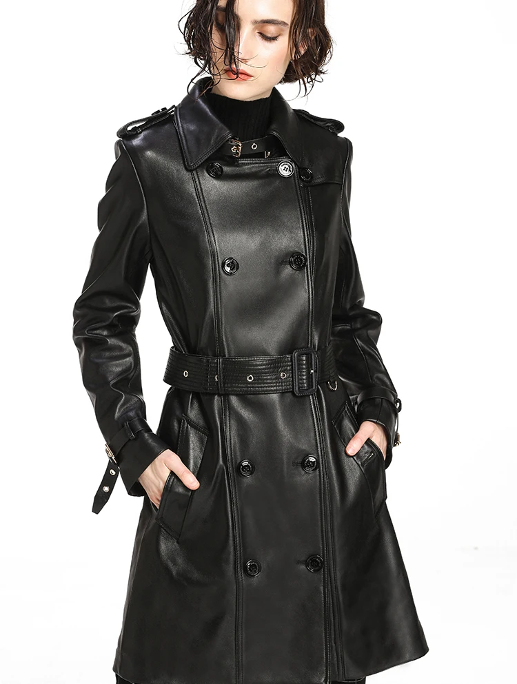 

2018 spring and autumn new Haining leathercoat lady coat