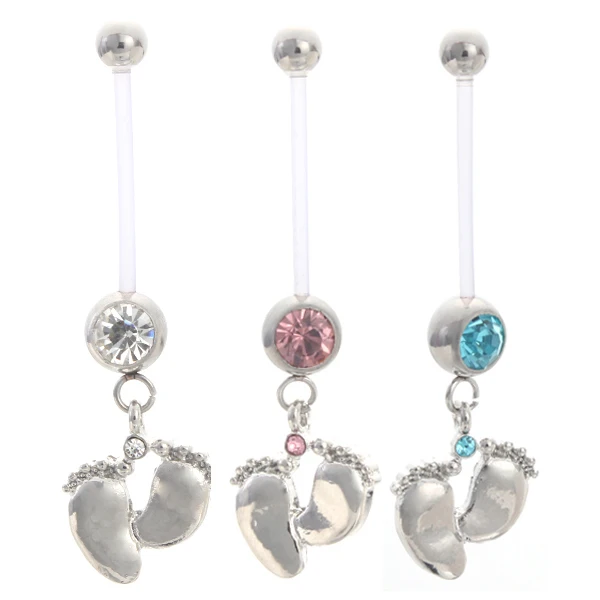 Pregnancy Women Jewelry Flexible Fashion Baby Feet Navel Piercing Pregnant Belly Ring Body