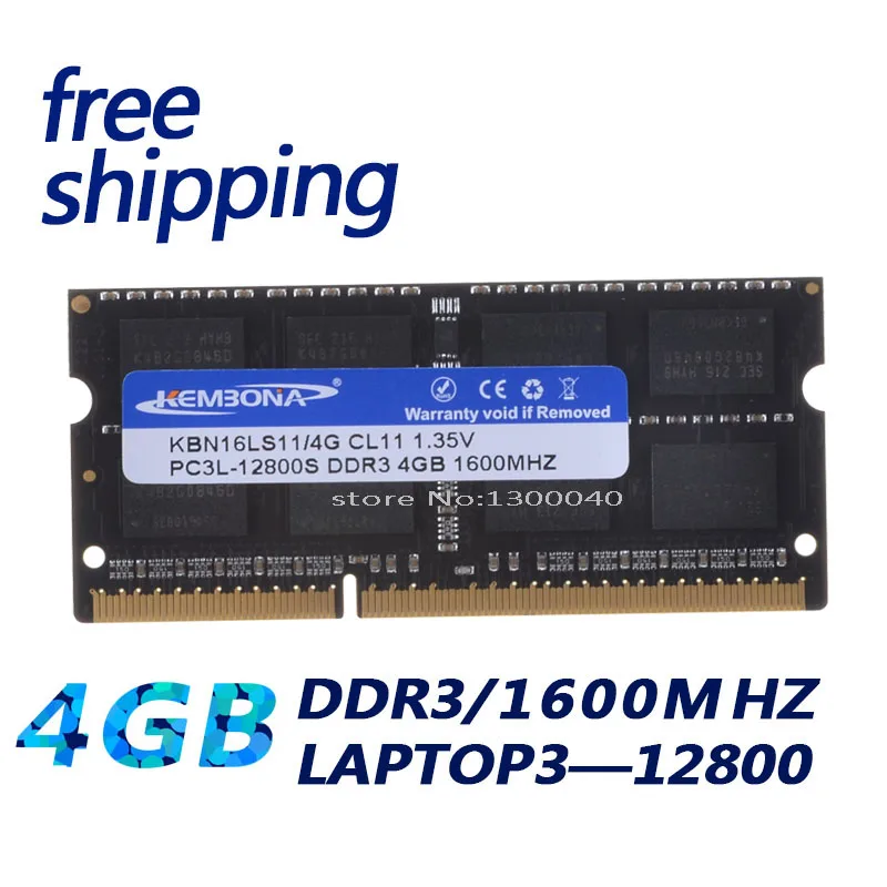 KEMBONA KBA16LS11/4 1600Mzh 4 Гб DDR3L 1,35 в PC3-12800L 1,35 в Ram Memoria для ноутбука пожизненная Гарантия