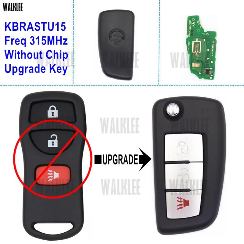 WALKLEE KBRASTU15 обновленный дистанционный ключ для Nissan Qashqai солнечное сильфи Tiida X-Trail