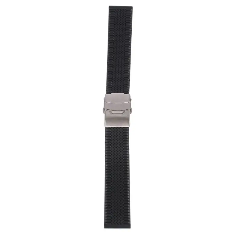 

New Silicone Rubber Watch Strap Band Deployment Buckle Waterproof 20 22 24mm