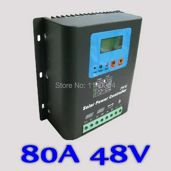 

80A Solar Charge Controller PV panel Battery Charge Regulator 48V Solar system Home indoor use PV Dual Input,LCD Display