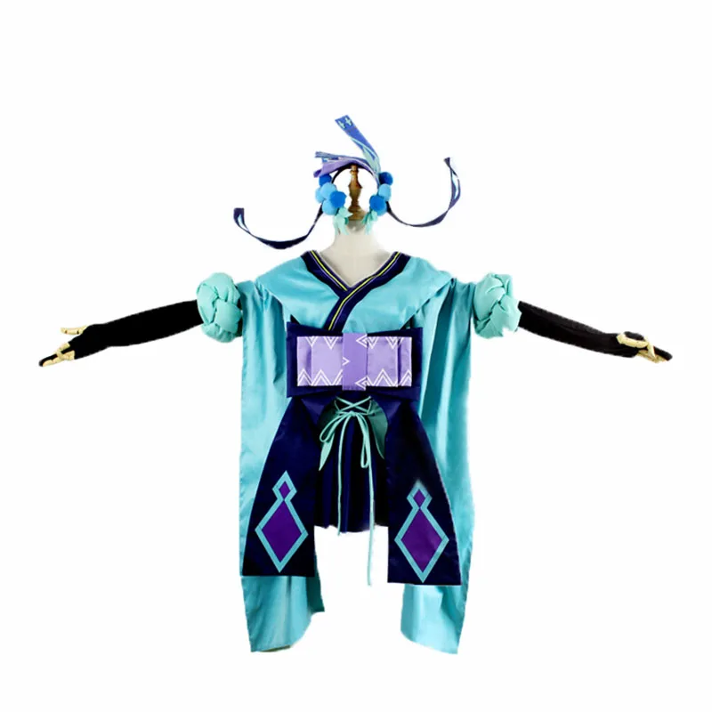 

Onmyoji Cos aoandon Fancy Kimono Clothing Outfit Cosplay Costume with hair accessory For Adult Halloween Carnival Christmas 11
