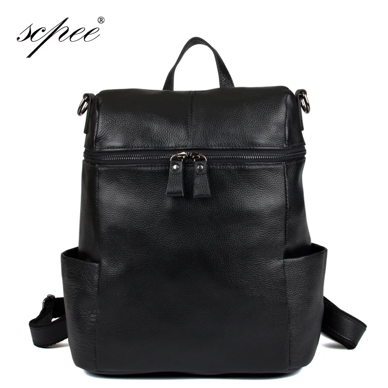 SCPEE Waterproof leather font b laptop b font bag travel font b backpack b font