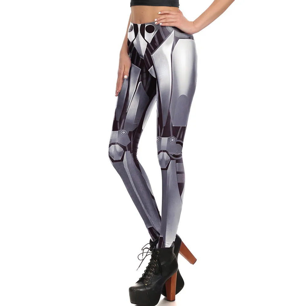 FCCEXIO модный стиль Железный Металл Armour леггинсы робот механический ПРИНТ леггинсы супергерой крутые эластичные мягкие фитнес брюки