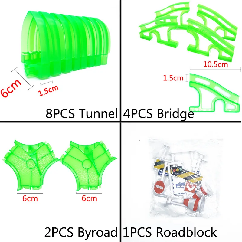accessories set Железнодорожная волшебный светящийся гибкие трек автомобиль игрушки детей гонки изгиб рельсового пути привели Электронная вспышка света автомобиля DIY игрушки детям подарок - Цвет: accessories set