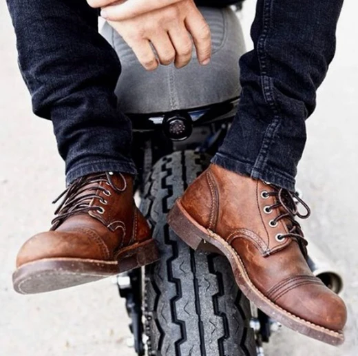 Fashion Men Pu Leather Lace-up Shoes Male Vintage British Military Boots Spring Autumn Casual Shoes Men Motorcycle Boots P20