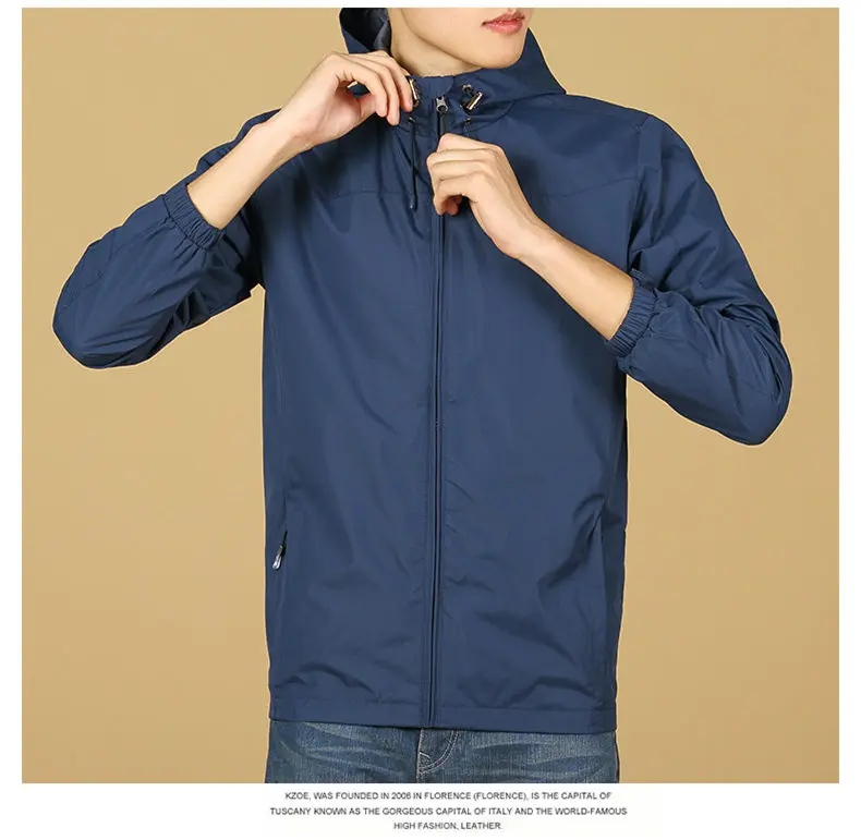 Spring Jacket Men 2019 Windbrear Jacket Male Coats Hooded Mens Jacket Brand Sports Windproof Waterproof Outwear Zipper Pockets S 7
