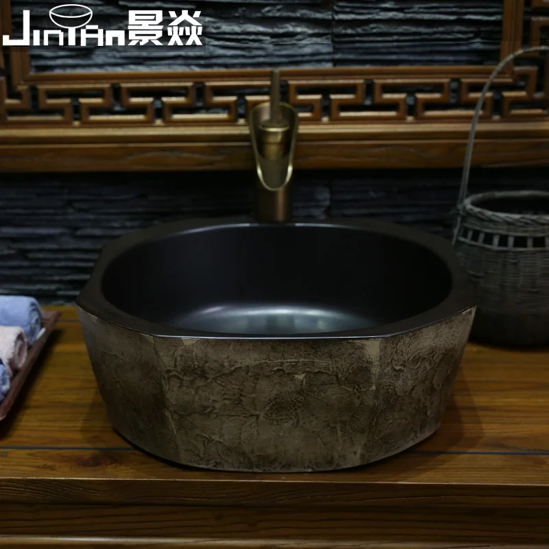 

Jing Yan retro basin wash basin art basin ceramic glaze stone basin creative table