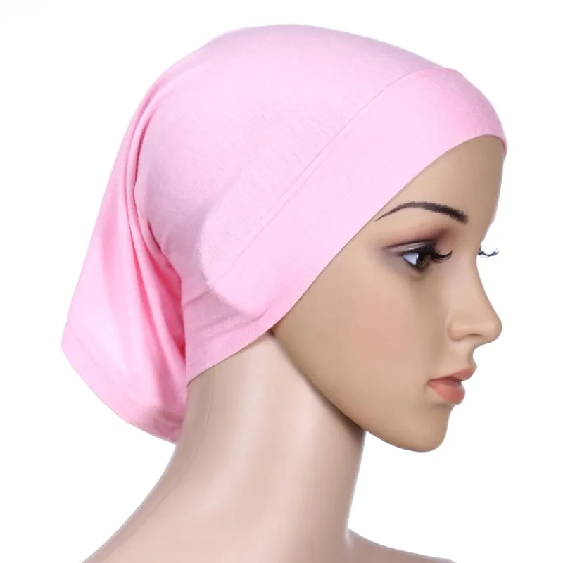 

New Islamic Muslim Women's Head Scarf Mercerized Cotton Underscarf Cover Headwear Bonnet Plain Caps Inner Hijabs 10 pcs/lot