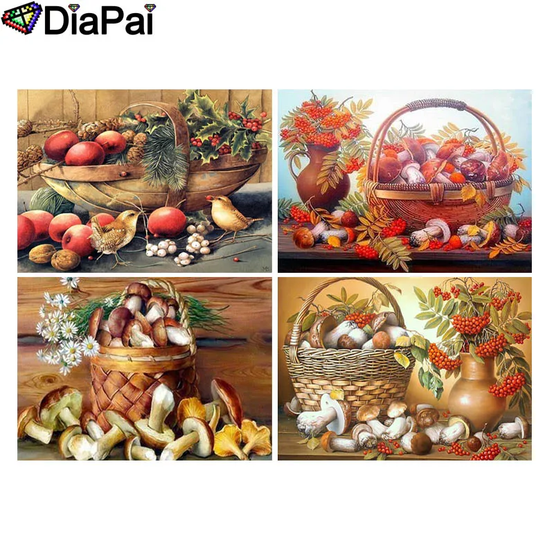 DIAPAI 5D DIY Diamond Painting 100% Full Square/Round Drill &quotMushroom bird basket" 3D Embroidery Cross Stitch Home Decor | Дом и сад