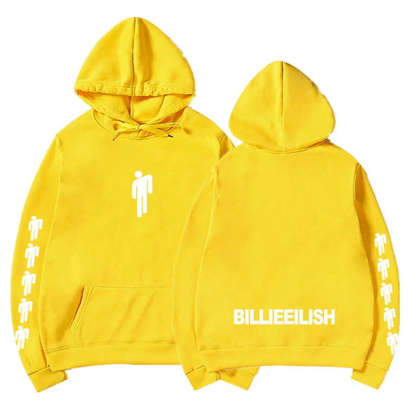 Yellow 83 Billie Eilish модные толстовки с принтом женские/мужские толстовки с капюшоном и длинным рукавом горячая Распродажа повседневные трендовые уличные толстовки - Цвет: Yellow 83