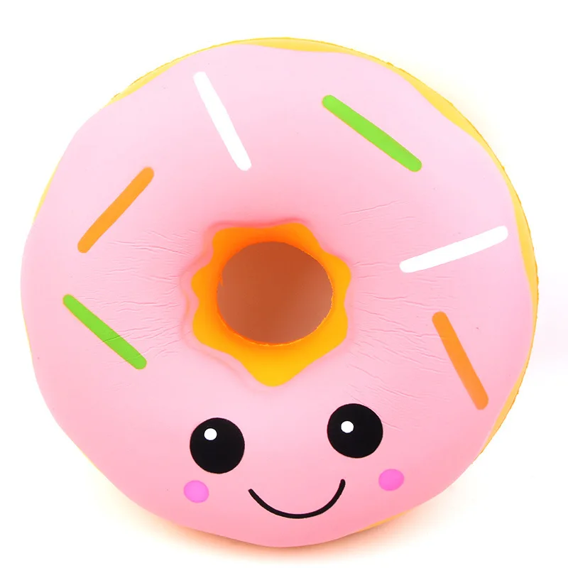 Kawaii 25cm Big Size Squishy Jumbo Smiling Face Donuts Charms Squeeze Toys Squishy Slow Rising Phone Strap Squishi Kid Juguetes