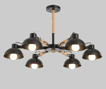 6light black Led e27 железные в стиле постмодерн дерево черный белый люстра освещение Lamparas де Techo подвесной светильник Lampen для фойе спальни - Цвет абажура: 6light black
