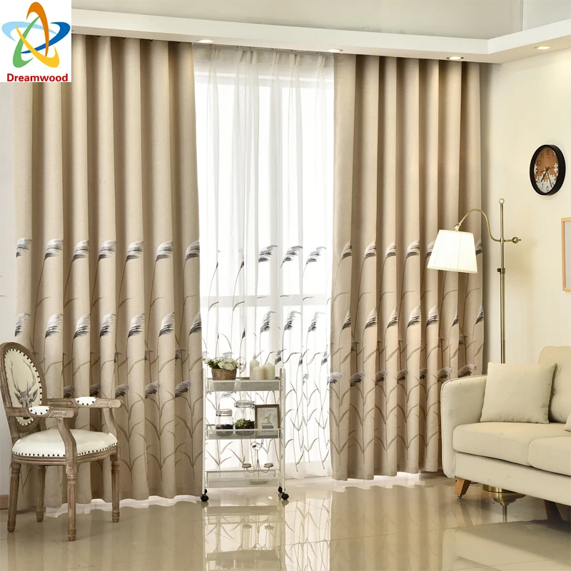 

New Fashion Flax Curtains For Living Room, High Quality Jacquard Blackout Ready made Curtains With quality voile curtains