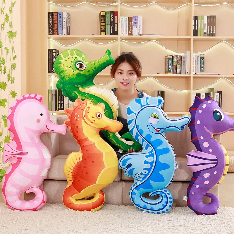 

1pc 85cm Big Size hippocampus boyfriend Cushion sleeping seahorse soft stuffed pillow plush toys