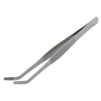 

Tea Tong Silver Tone Metal Chinese Kongfu Cha Dao Tweezers 7.4" Long holding foods or other small things anti static, safe for