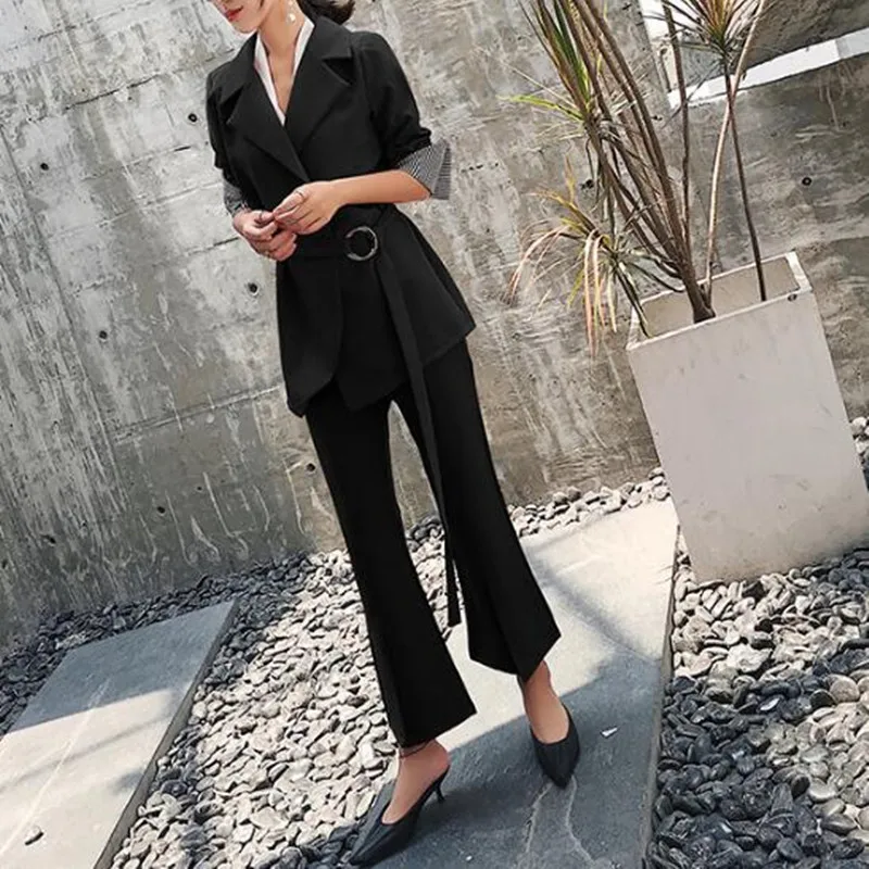 Women's suit women's plaid suit two-piece suit(coat+ pants) spring and autumn new fashion temperament slim slimming dress