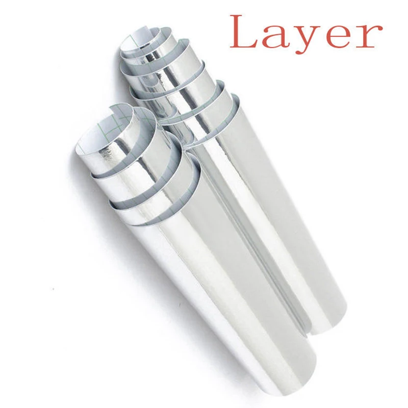 JX-LCLYL 12x60" 30*152CM DIY Car Vehicle 3D Vinyl Film Wrap Sticker Decal Silver Chrome