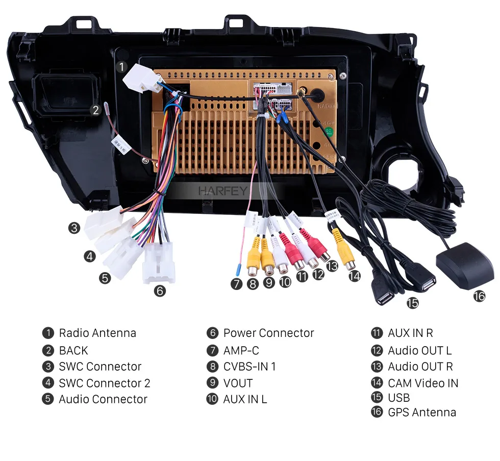 Best Harfey 10.1" Android 8.1 HD Autoradio Car Stereo 2 Din for TOYOTA HILUX Left Hand Driver 2016-2018 with Bluetooth GPS Navi USB 18