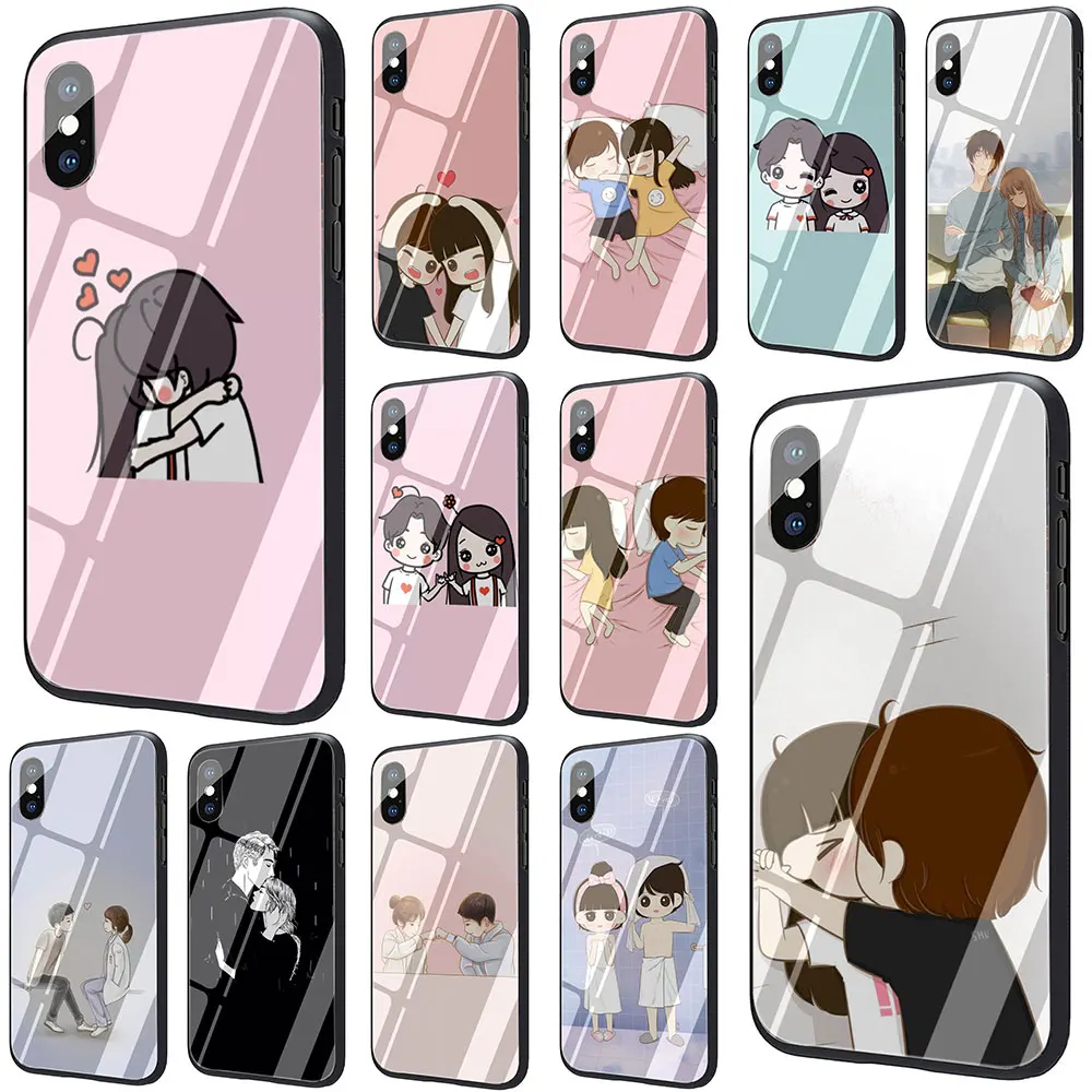 

The best show love couple Cute Tempered Glass Phone Cover Case For iPhone 11 Pro 6 6S Plus 7 8 Plus X XS XR XS Max