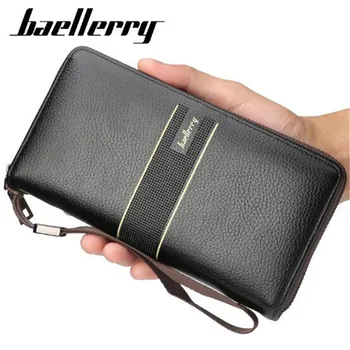 

Baellerry Wallet Men Leather Wallets for Credit Card Phone Money Wallet Long Coin Purse Men Clutch Bag Wristlet Brand Portomonee