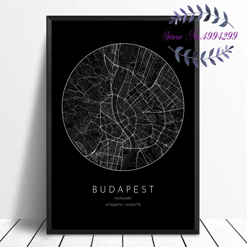 Budapest Hungary City Map Poster Canvas Home Decor No Frame | Дом и сад