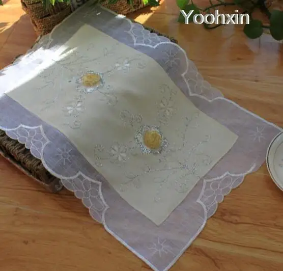 Современные 3D вышивальный стол подставка Ткань Кружева pad Подставка под кружку Рождество обеденный Подставка под чайник напиток подставка