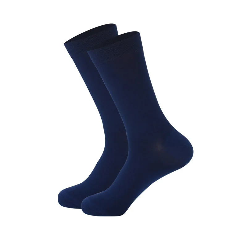 LIONZONE Мужские модельные носки в британском стиле, деловые официальные US9-13 антибактериальные дезодорирующие Мужские бамбуковые носки - Цвет: Navy blue
