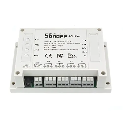

4CH Pro 4 Gang Inching Self Locking Interlock WiFi RF Smart Switch For DIY Home Compatible With Alexa