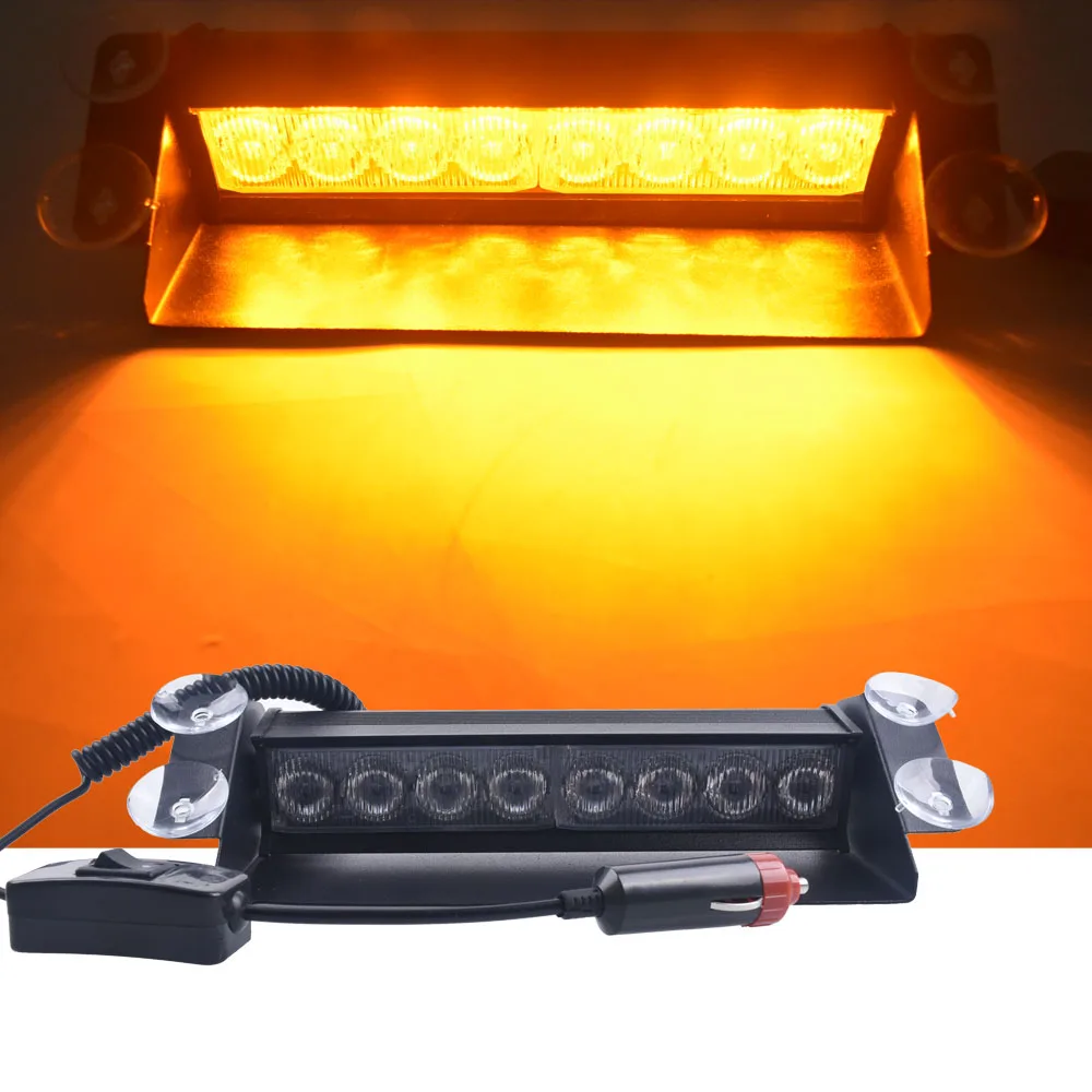 

Auto 8 LED Police Strobe Light Yellow Dash Emergency Flashing Warning Light 3 Flash Fog Lights DC 12V For Car Motorcycle Truck