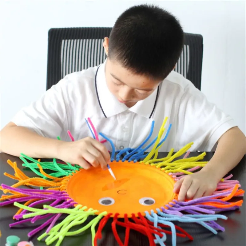 discount 100pcs Montessori Materials Chenille Puzzles Toys For Children Educational Toys Crafts for Kids Pip