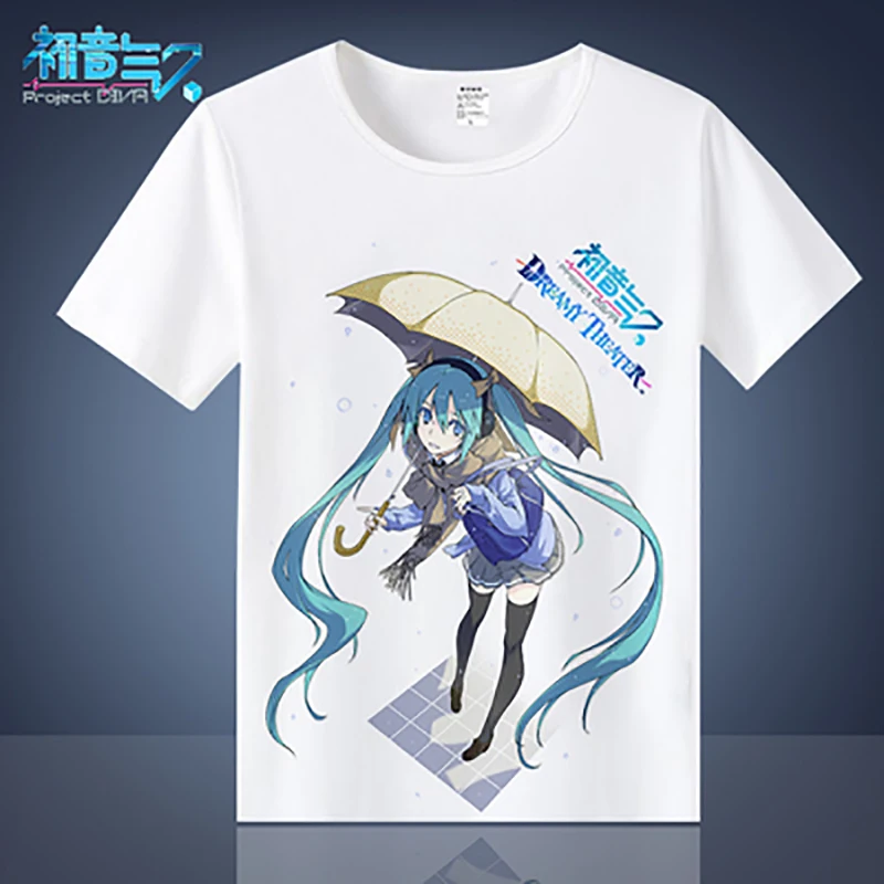 Футболка с коротким рукавом Hatsune Miku Sakura зеркальный тон Gemini Snow для мужчин и женщин