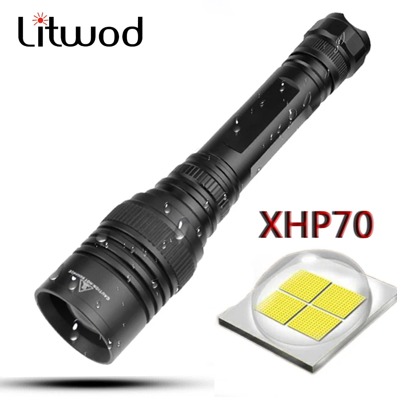 

Litwod Z20 CREE XLamp XHP70.2 32w chip Tactical LED flashlight torch 18650 3200lm powerful zoom for Hunting light