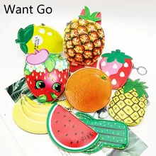 Хотите пойти модные фрукты мультфильм детский кошелек для монет ПУ, кожаная Монета Сумка мешков 3D Kawaii детские мини-кошелек клатч