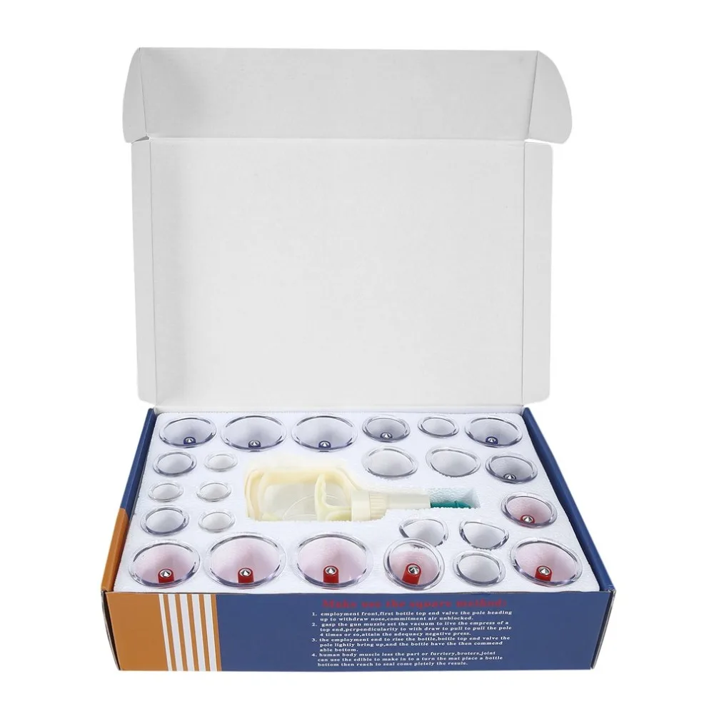 

24Pcs Medical Cupping Cups Vacuum Cans Cellulite Suction Cup Biomagnetic Therapy Back Body Massage Anti-cellulite Massager