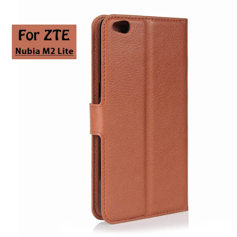 ZTE1346_4_Litchi Texture Wallet Leather Cover Case with Card Slots & Stand for ZTE Nubia M2 Lite 5.5 inch