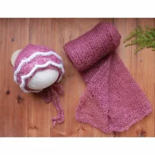 Пеленальное Одеяло для новорожденных Одежда для маленьких девочек ажурная шапочка Пеленальный кокон мохер стрейч обертывание слой ткани реквизит для фотосъемки